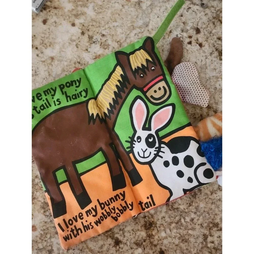 Jellycat Pet Tails Soft Activity Book Sensory Textured Toy Crinkle Stem